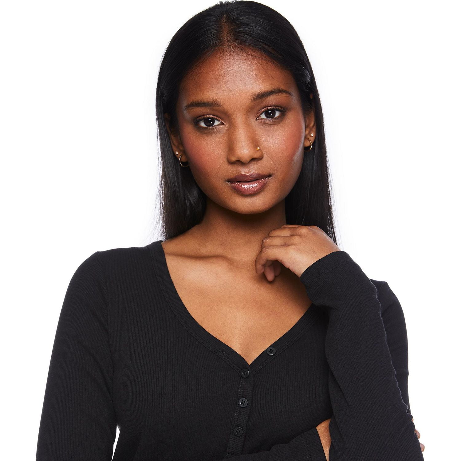 No Boundaries Women's Henley Sleep Tee