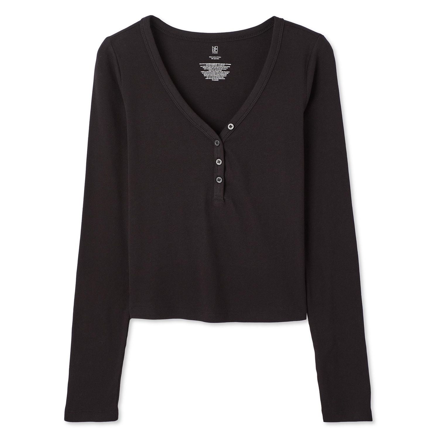 No Boundaries Women's Henley Sleep Tee