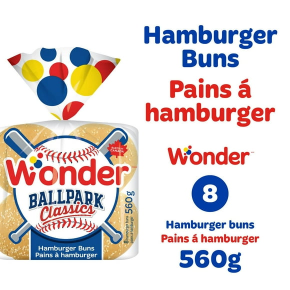 Wonder Ball Park Classic Hamburger Buns, 8ct, 560g