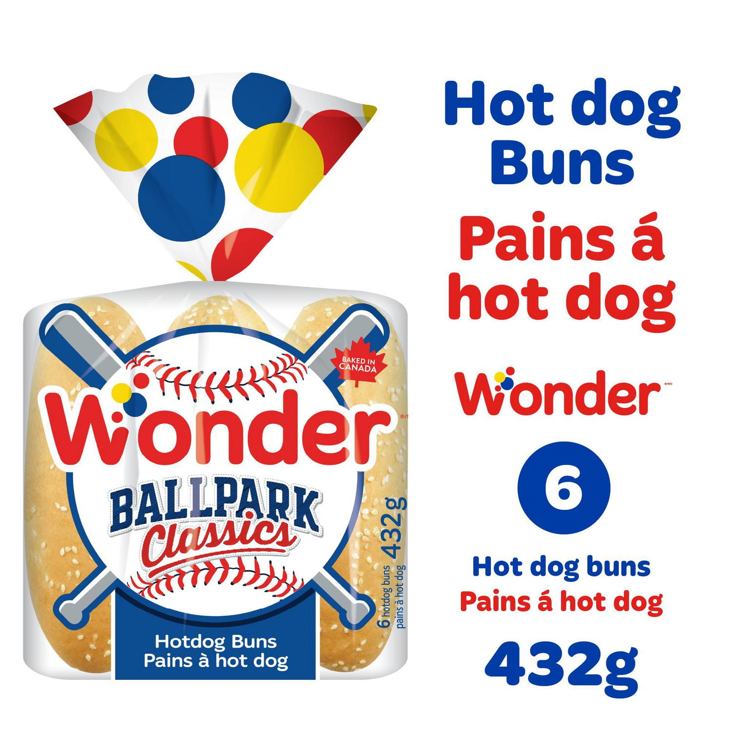 Wonder Ball Park Classic Hot Dog Buns, 6ct, 432g - Walmart.ca