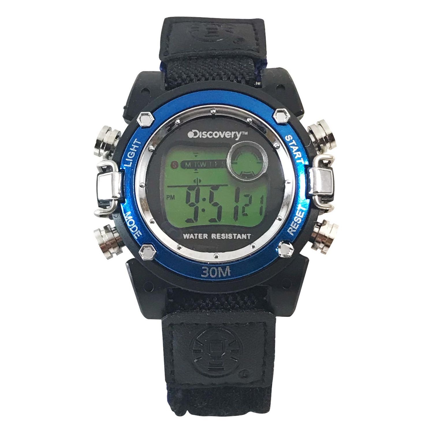 Discovery Black Nylon Fastwrap Digital Watch with Blue Accent