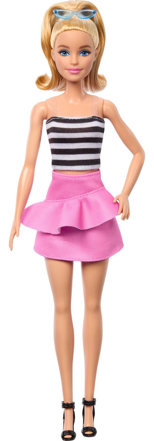 Barbie Fashionistas Doll 213 Blonde with Striped Top Pink Skirt Sunglasses 65th Anniversary Ages 3 Walmart