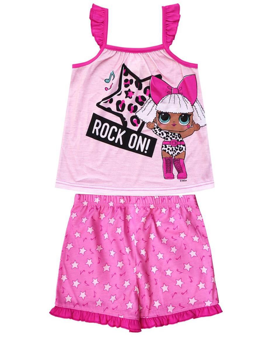 L.O.L Surprise Dolls Pyjamas for Girls Soft Cotton PJ Set Confetti Pop Lil Sisters 