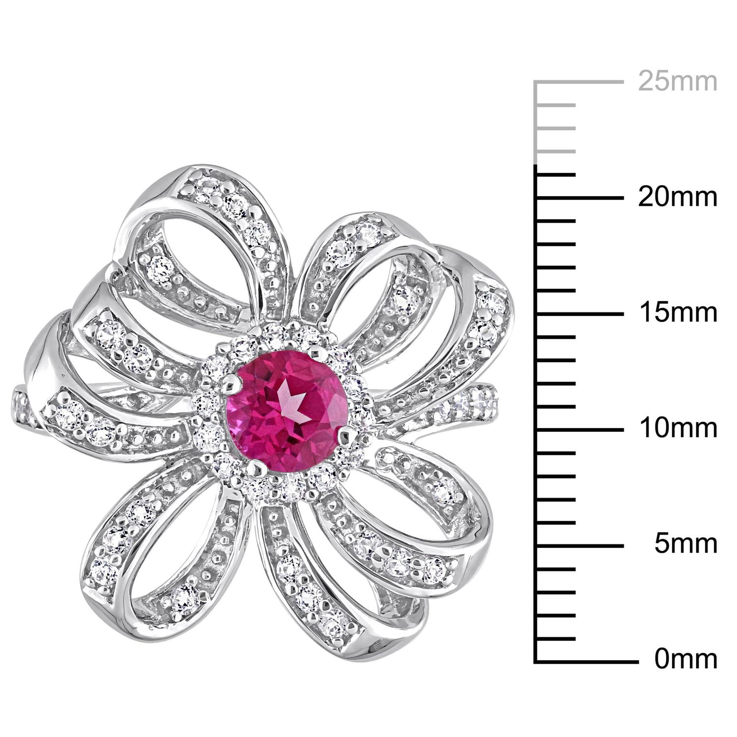Miabella 1-1/10 Carat T.G.W. Pink & White Topaz Sterling Silver Flower Ring