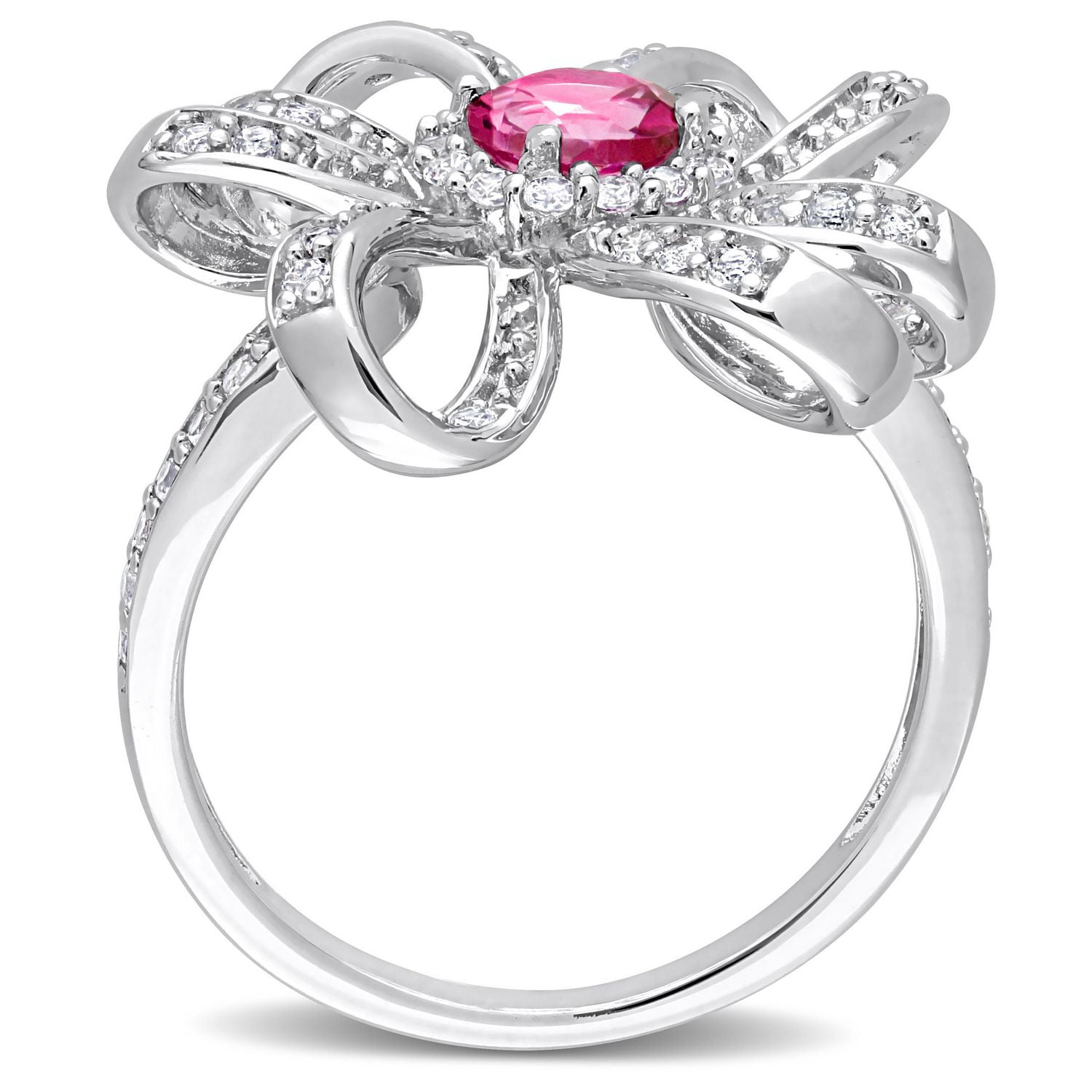 Miabella 1-1/10 Carat T.G.W. Pink & White Topaz Sterling Silver Flower Ring