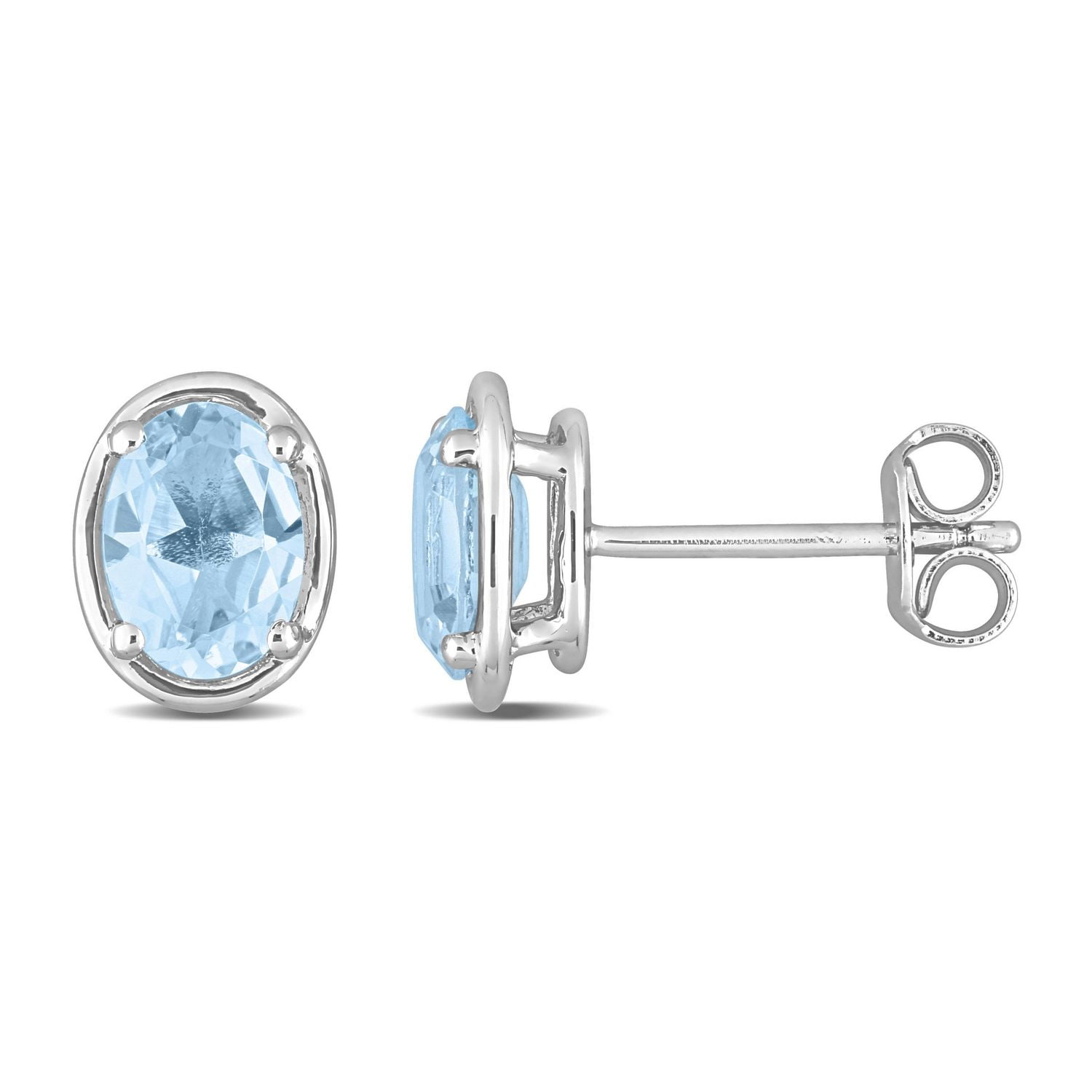 Miabella 1-7/8 Carat T.G.W. Certified Sky Blue Topaz Sterling Silver Oval Stud Earrings