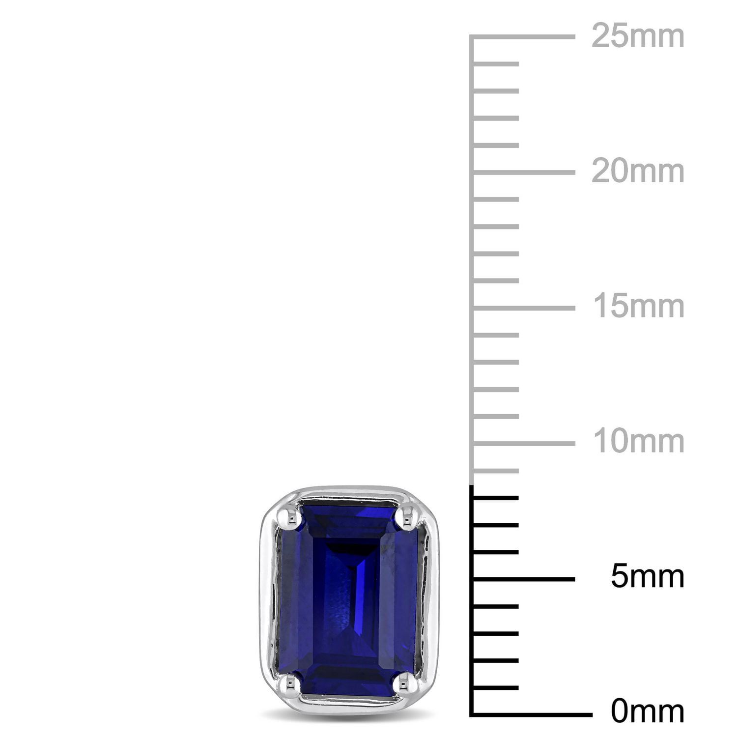 Miabella 2-5/8 Carat T.G.W. Created Blue Sapphire Emerald-Cut Sterling Silver Stud Earrings
