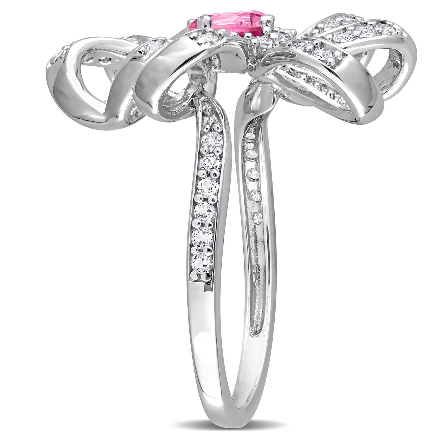Miabella 1-1/10 Carat T.G.W. Pink & White Topaz Sterling Silver Flower Ring