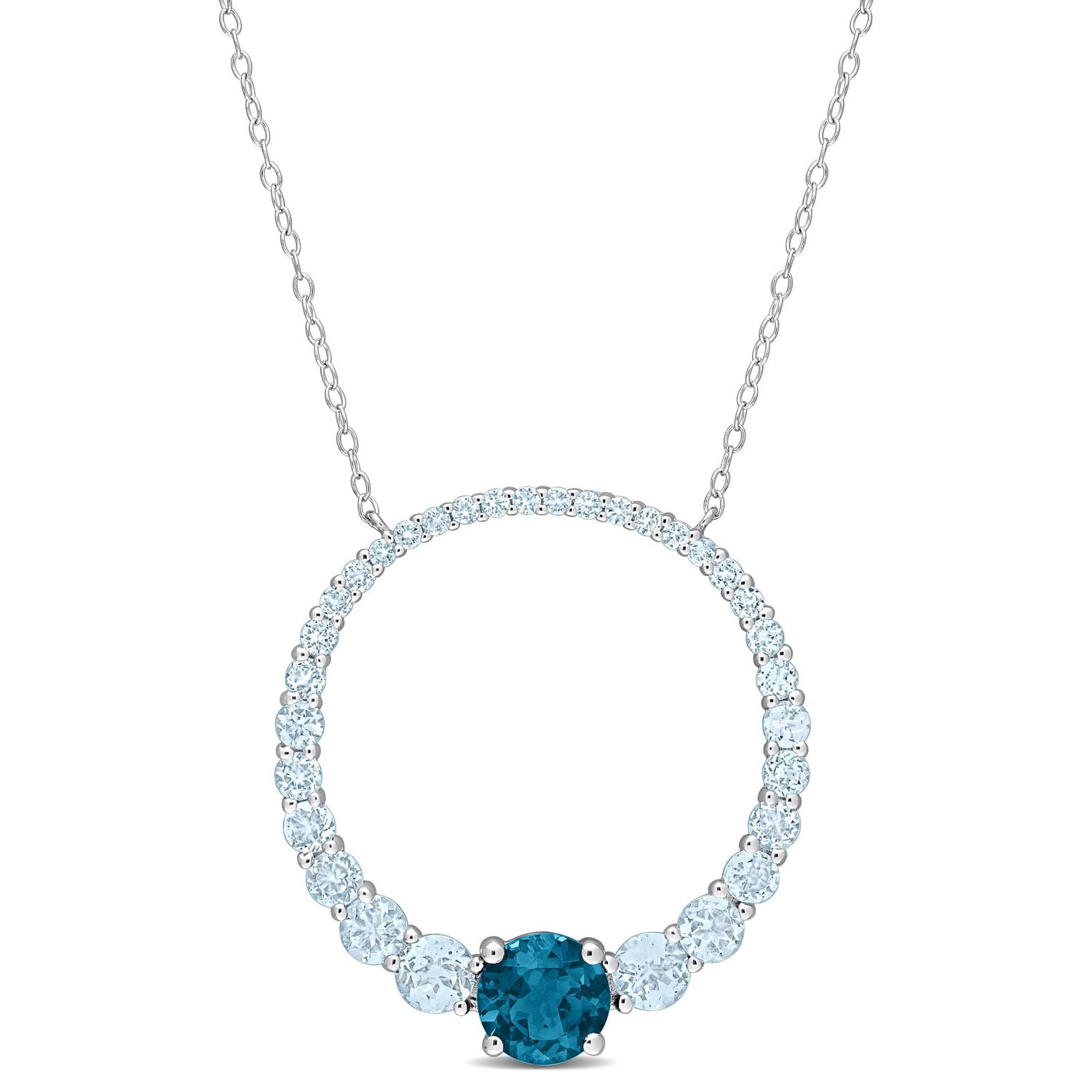 Miabella 3-7/8 Carat T.G.W. Blue Topaz Sterling Silver Open Circular Necklace
