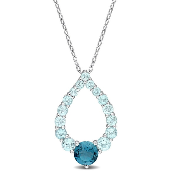 Collier pendentif en forme de goutte Miabella avec 2-3/4 Carat PBT de Topaze Bleu en Argent Sterling