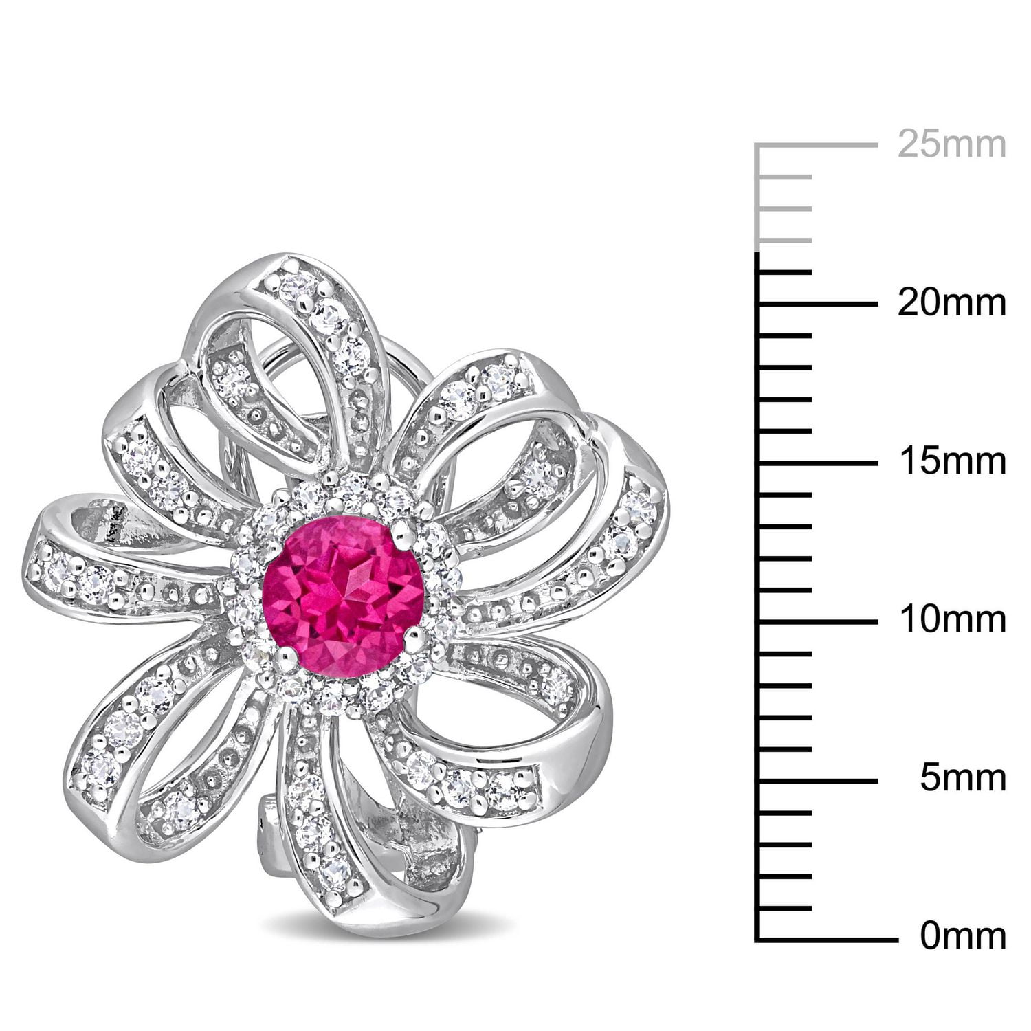 Miabella 2 Carat T.G.W. Pink and White Topaz Sterling Silver Flower Earrings