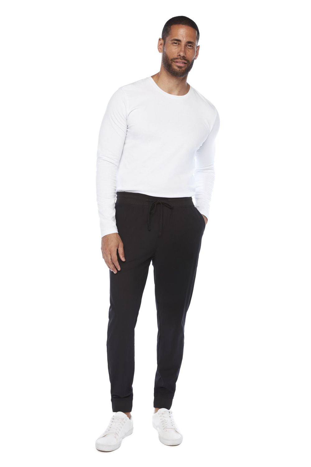 Jeaniologie ™ Pantalon de jogging avec taille et poignets côtelés pour hommes noir