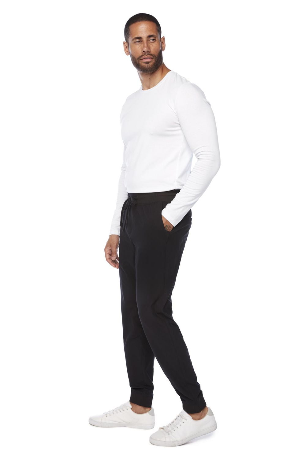 Jeaniologie ™ Men's Pull-on Jogger With Rib Waist & Leg Cuffs Black