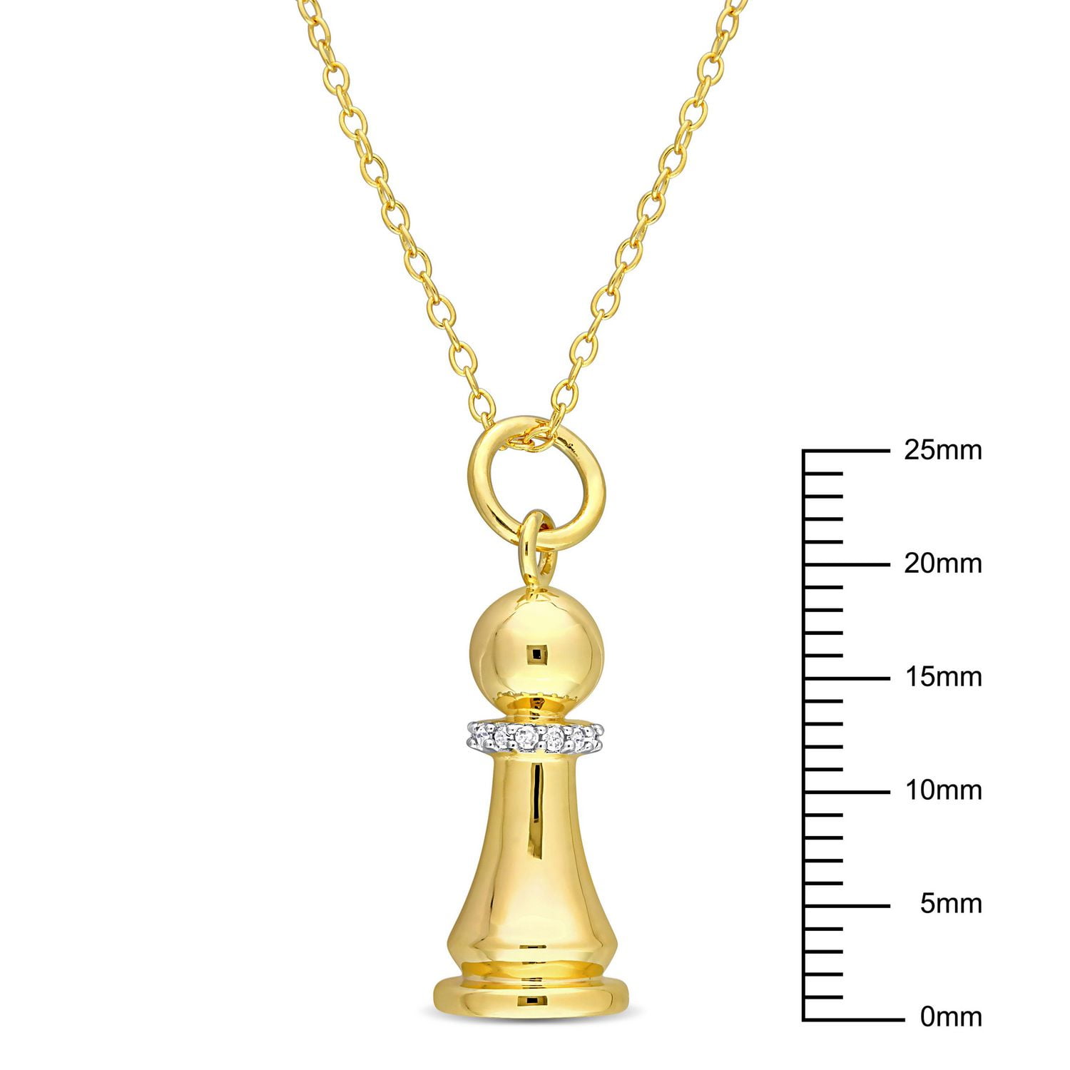 Miabella Diamond Accent Yellow Rhodium-Plated Sterling Silver King Chess Pawn Necklace