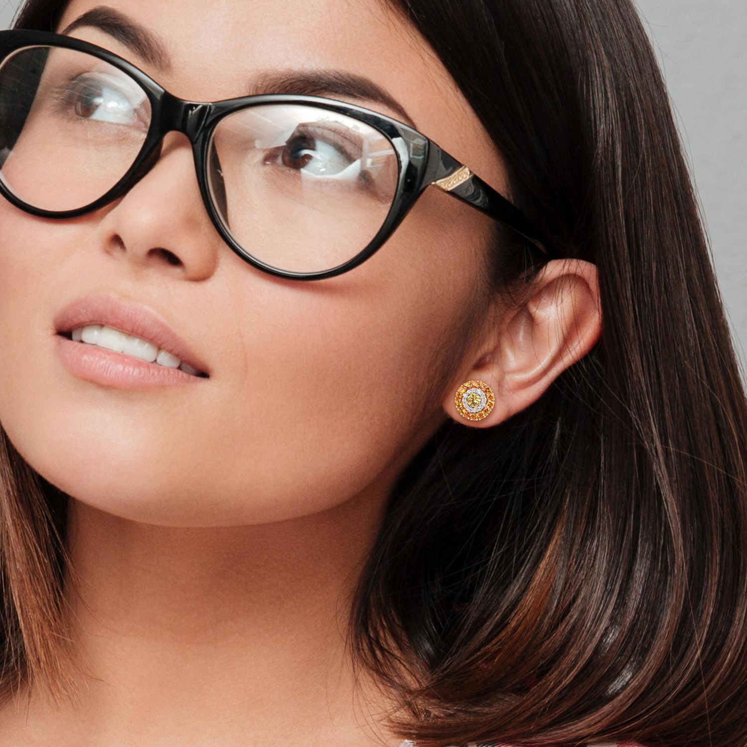 Boucles d'oreilles à double auréoles Miabella avec 3-1/2 Carat PBT de Citrine et Topaze Blanche en Argent Sterling Plaqué Or Jaune 18K