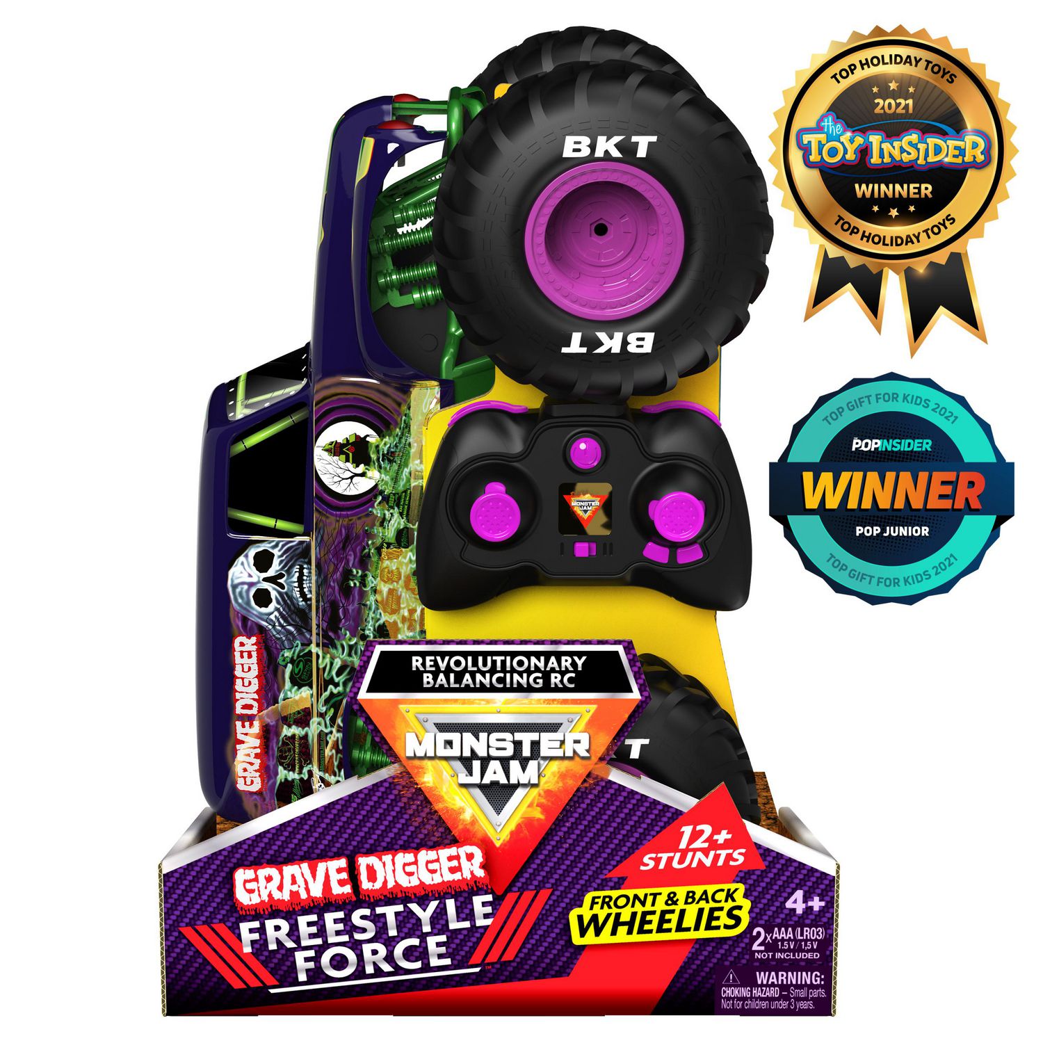 Monster Jam, Official Grave Digger Freestyle Force, Remote Control Car,  Monster Truck Toys for Boys Kids and Adults, 1:15 Scale