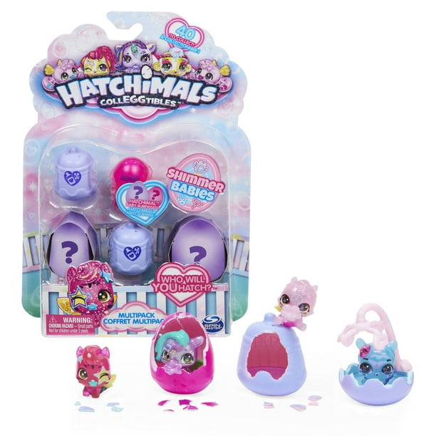 Hatchimals CollEGGtibles, Shimmer Babies Multipack avec 4 personnages et accessoire surprise (les styles peuvent varier), jouets pour filles à partir de 5 ans