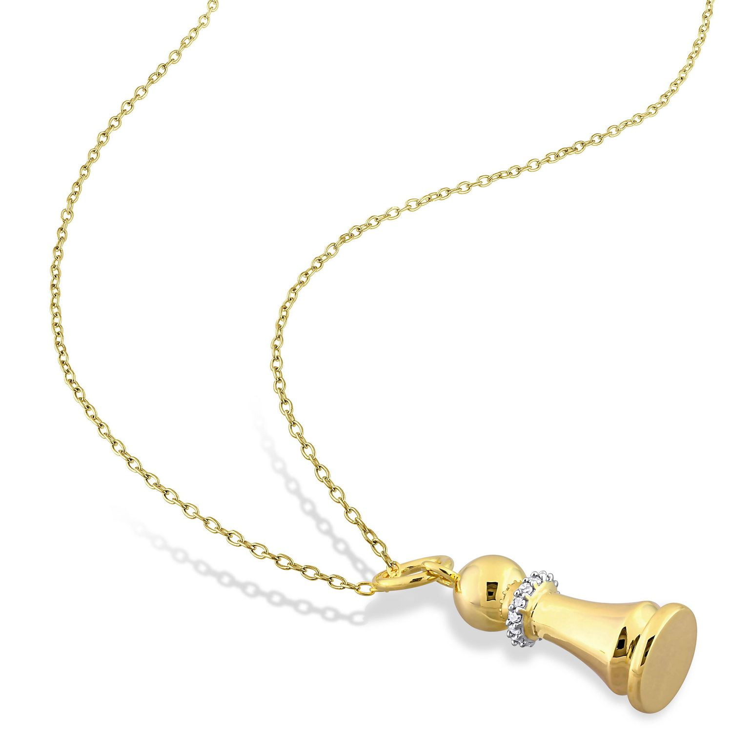 Miabella Diamond Accent Yellow Rhodium-Plated Sterling Silver King Chess Pawn Necklace