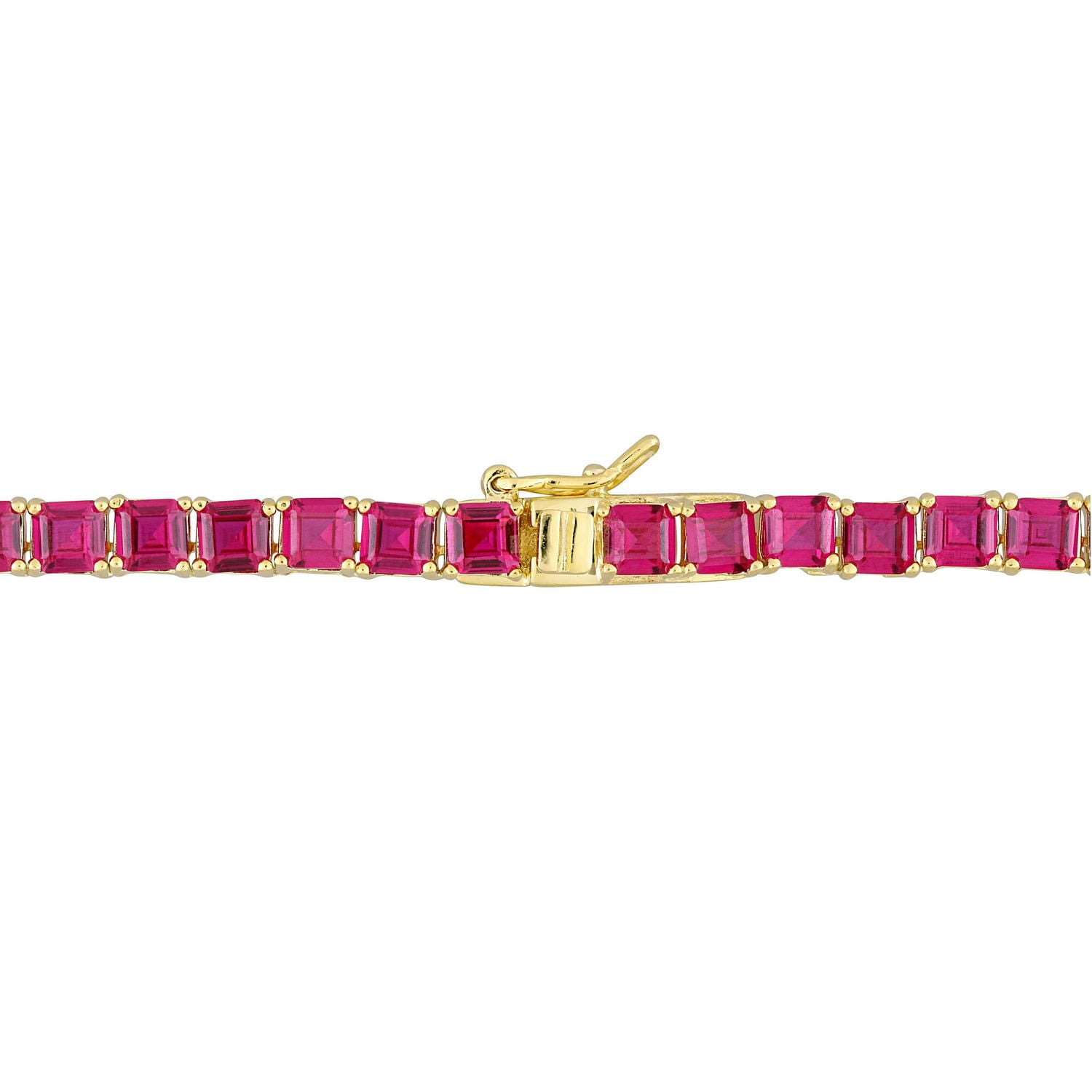 Miabella 48 Carat T.G.W. Created Ruby Yellow Rhodium Plated Sterling Silver Square Tennis Necklace