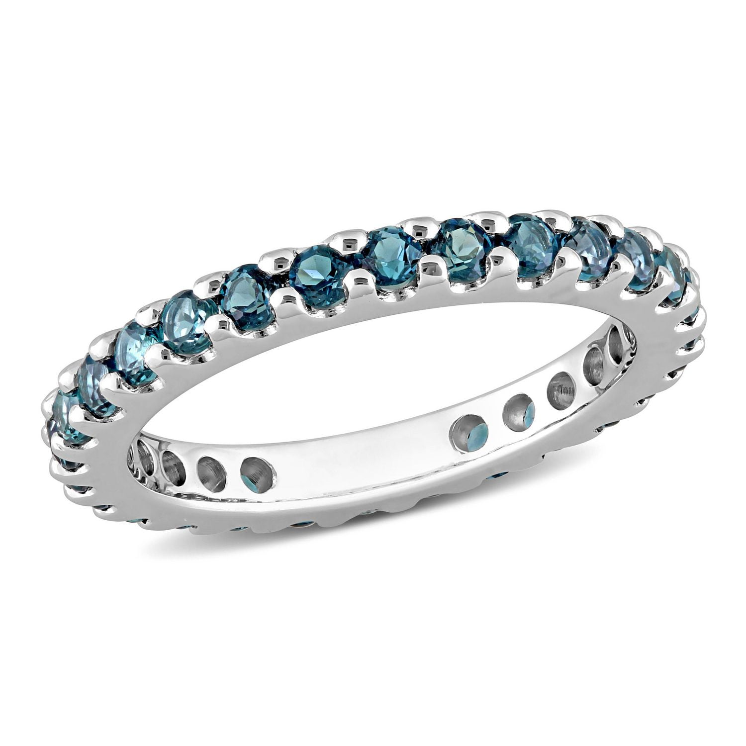 Bague éternité Miabella avec 1-3/8 Carat PBT de Topaze Bleue-Londres en Or Blanc 10K