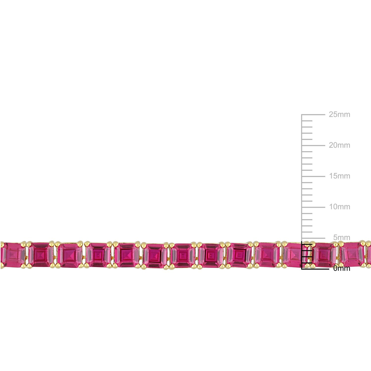 Miabella 48 Carat T.G.W. Created Ruby Yellow Rhodium Plated Sterling Silver Square Tennis Necklace