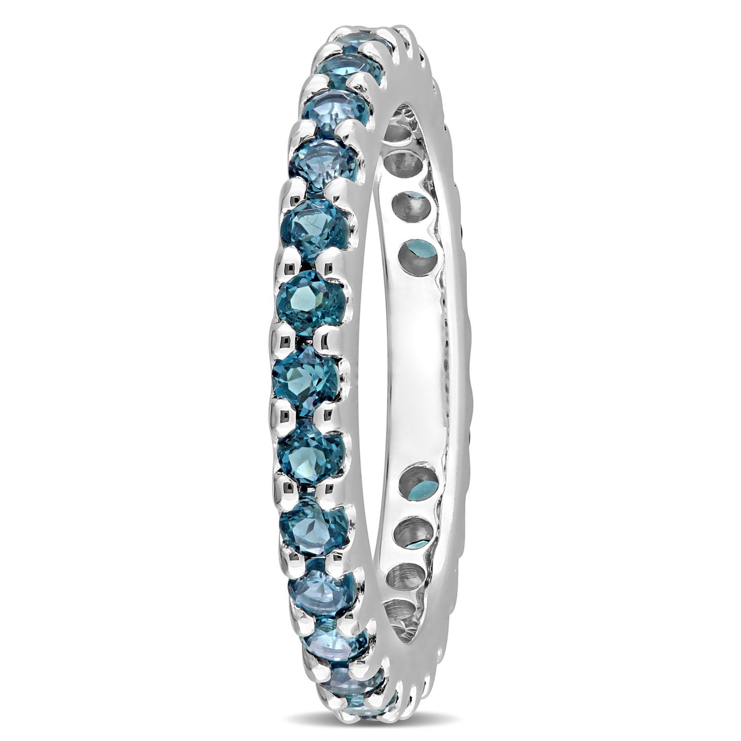 Bague éternité Miabella avec 1-3/8 Carat PBT de Topaze Bleue-Londres en Or Blanc 10K