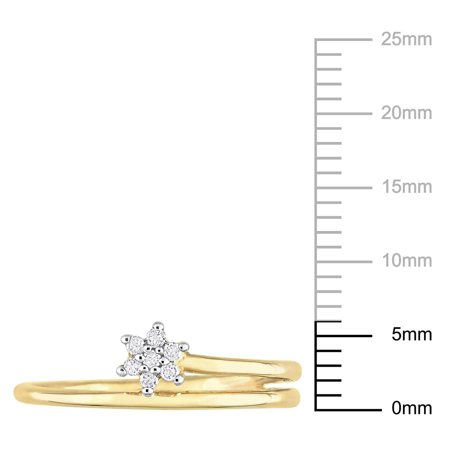Miabella Diamond Accent Yellow Rhodium Plated Sterling Silver Floral Swirl Promise Ring