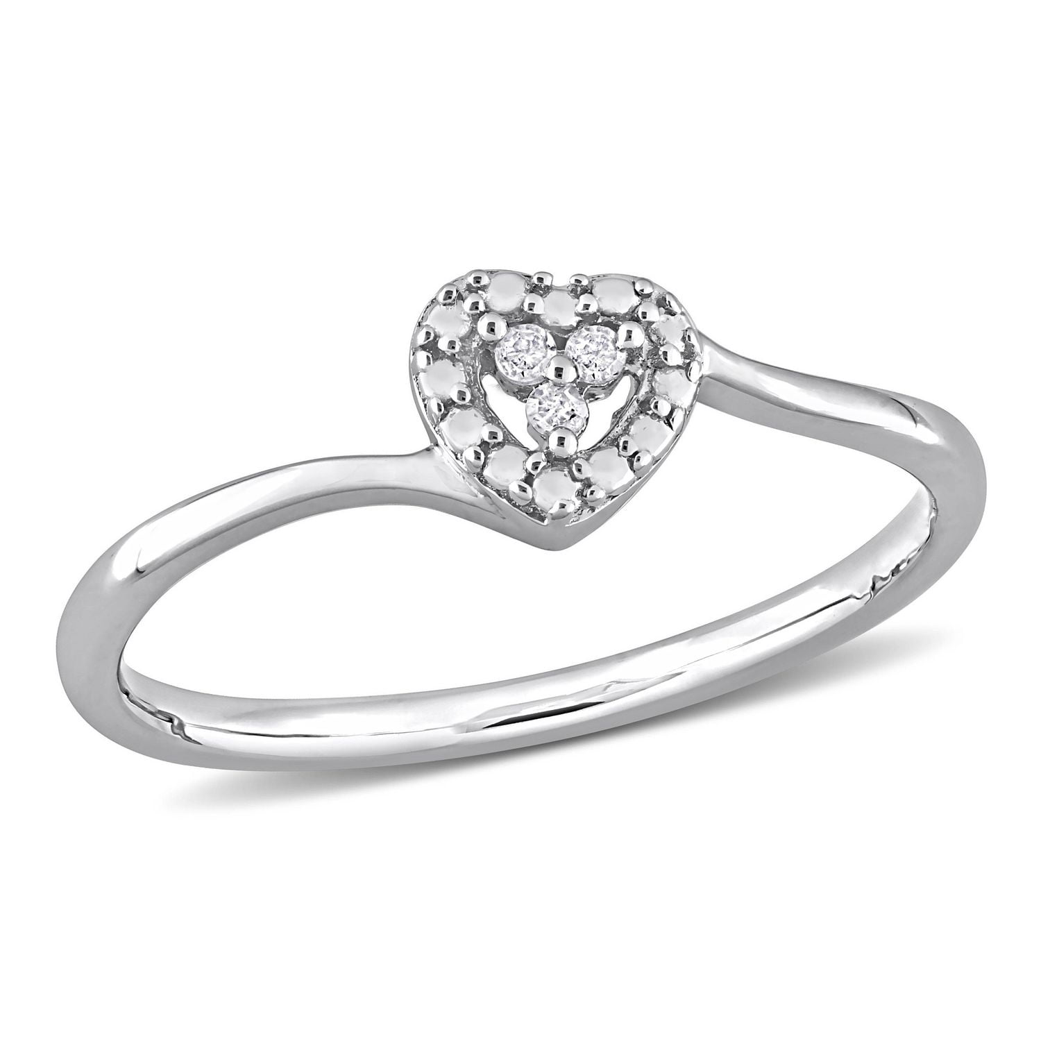 Miabella Diamond Accent Sterling Silver Heart Bypass Promise Ring