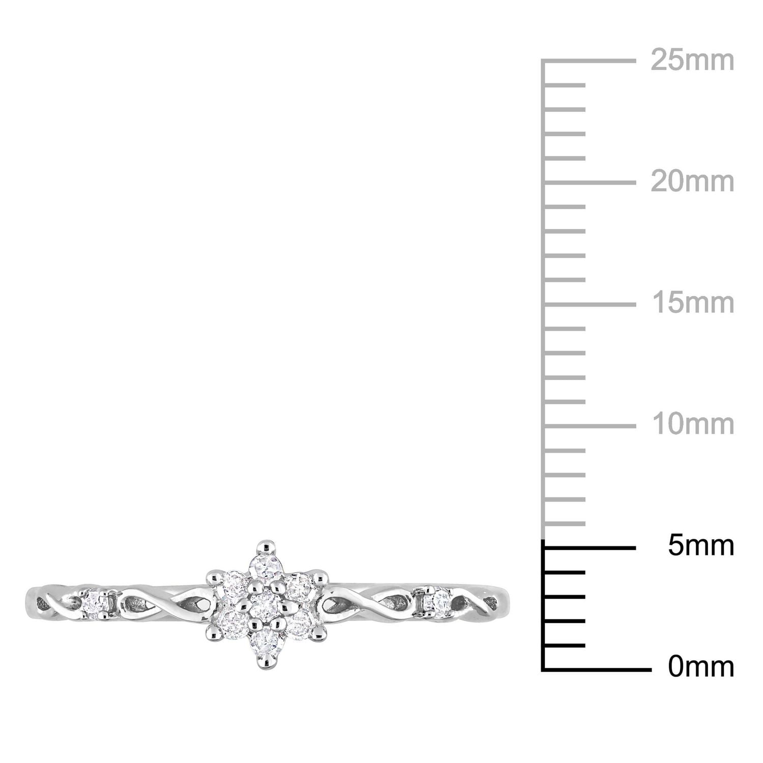 Miabella 1/10 Carat T.W. Diamond Sterling Silver Flower Cluster Promise Ring