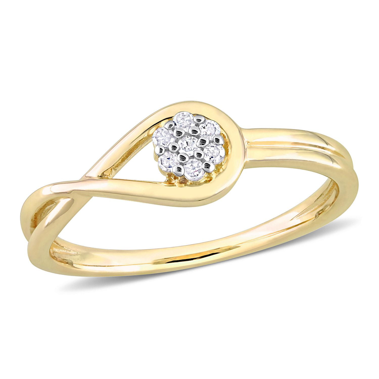 Miabella Diamond Accent Yellow Rhodium Plated Sterling Silver Infinity Promise Ring