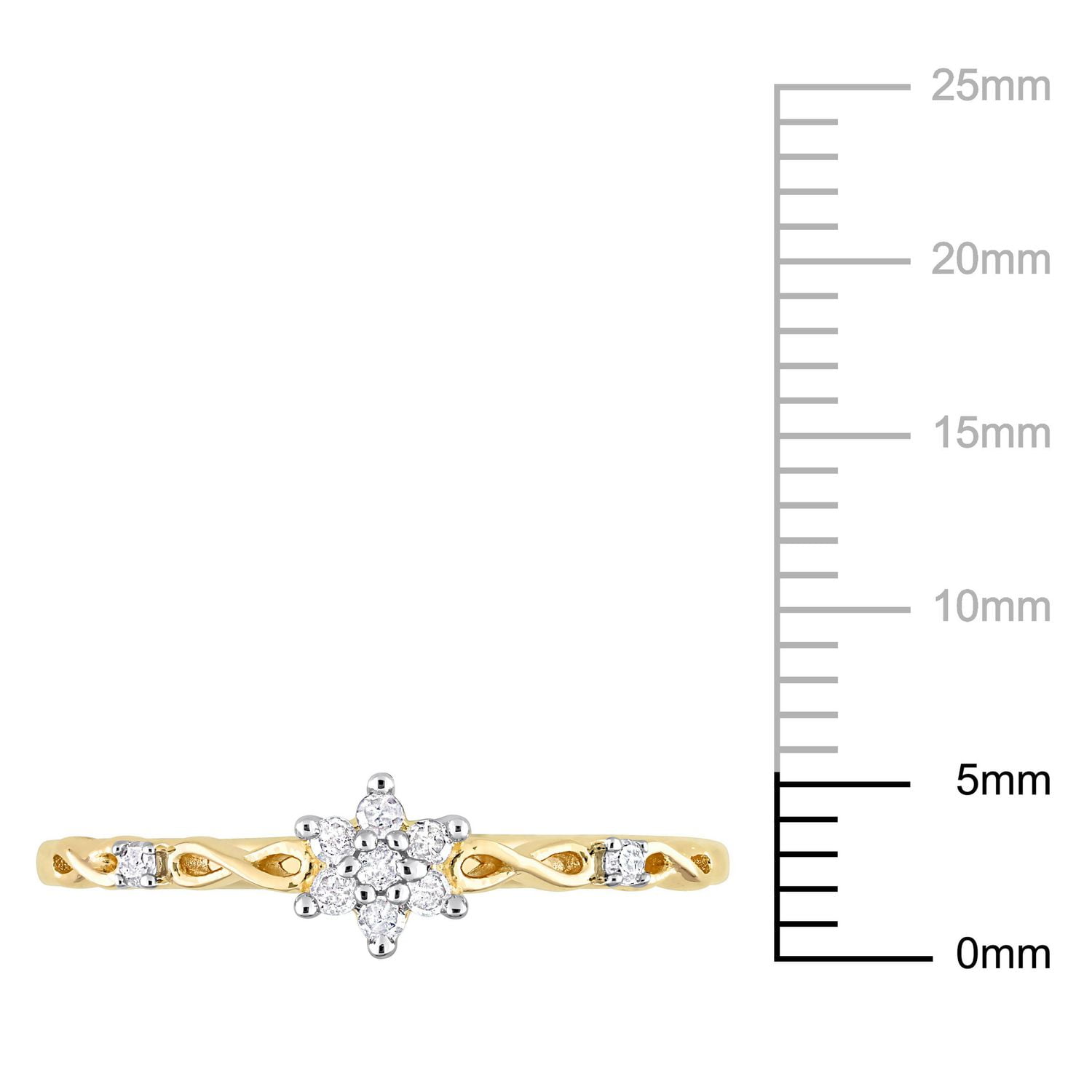 Miabella 1/10 Carat T.W. Diamond Yellow Rhodium Plated Sterling Silver Flower Cluster Promise Ring