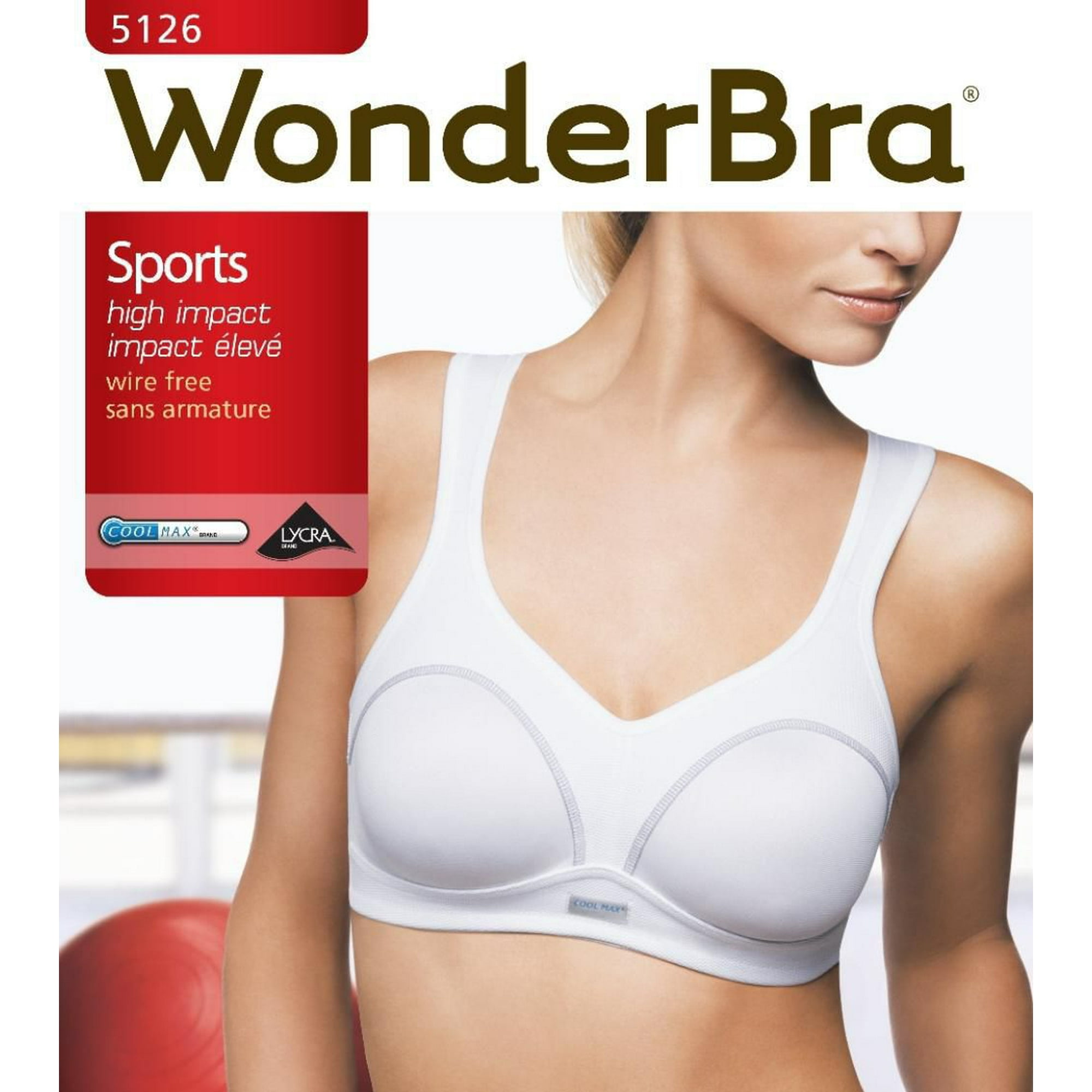 Brand new in package! Wonderbra Women's High Impact Wire-Free Sports Bra,  White! Sz 34C