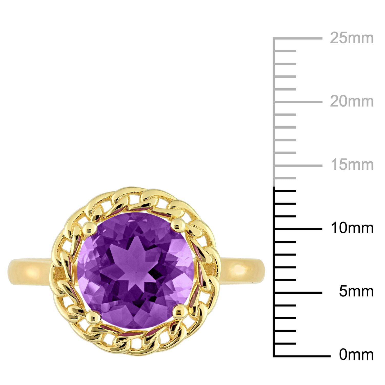 Miabella 2-1/4 Carat T.G.W. Amethyst Yellow Rhodium Plated Sterling Silver Halo Braided Link Ring