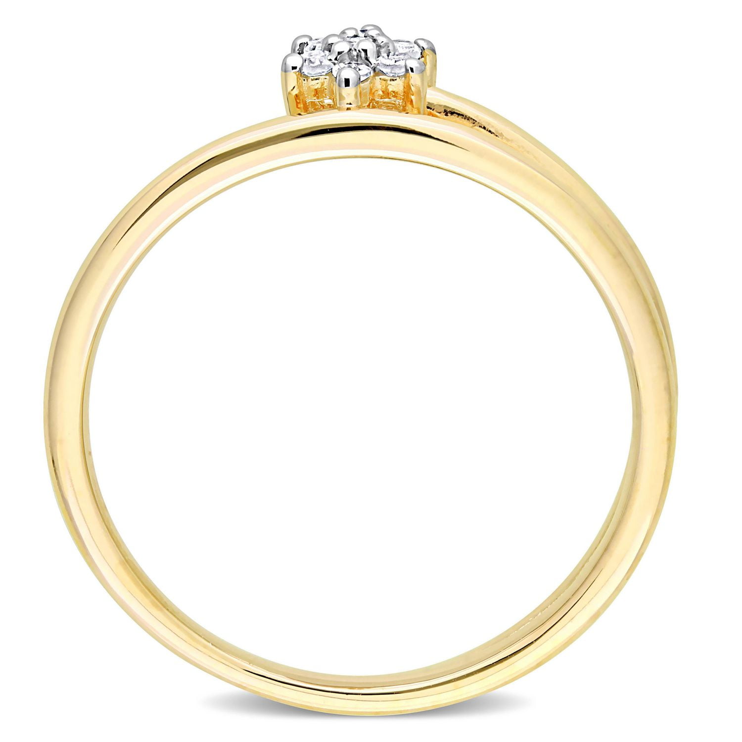 Miabella Diamond Accent Yellow Rhodium Plated Sterling Silver Floral Swirl Promise Ring