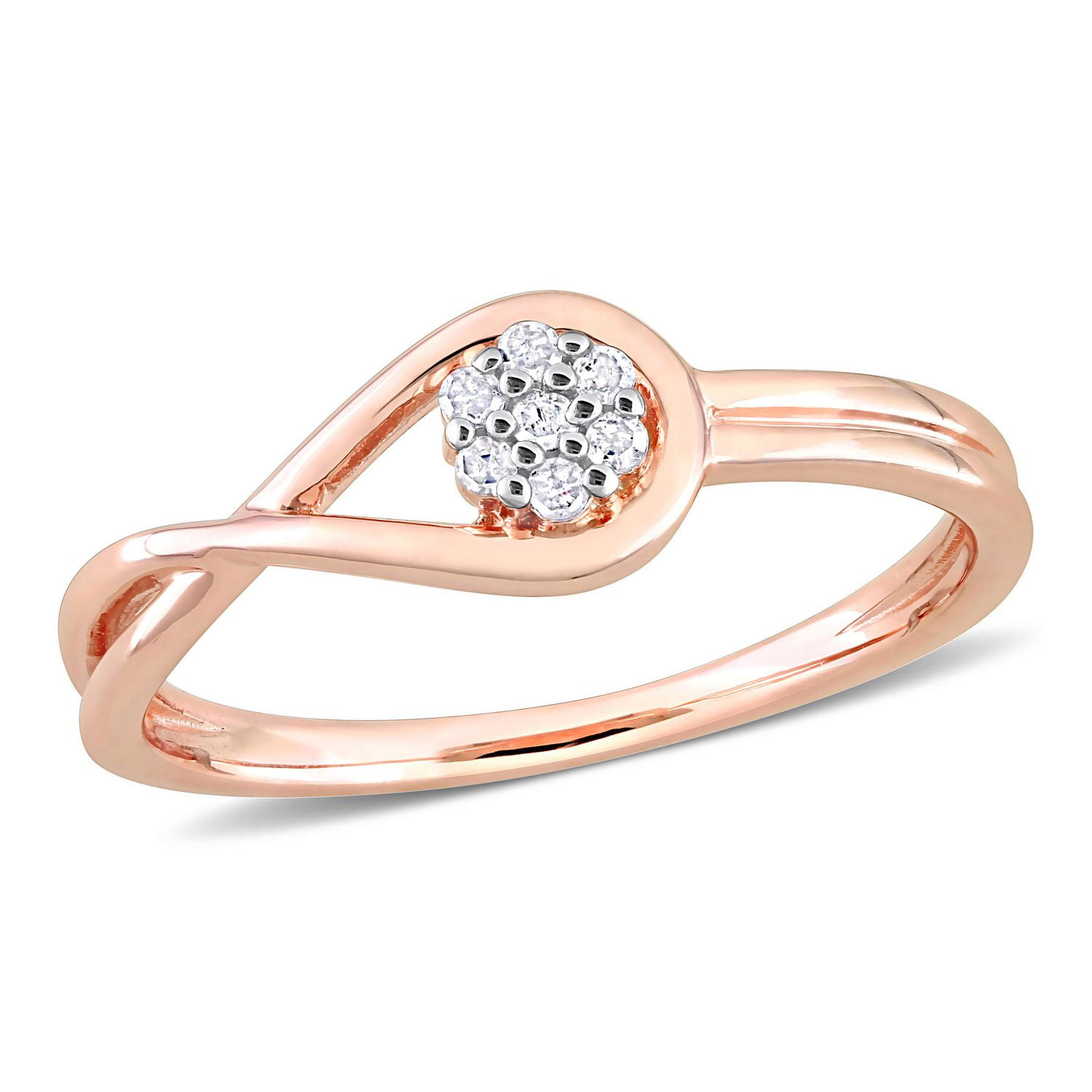 Bague de Promesse infini Miabella d'accent de diamant en Argent Sterling Plaqué Rose