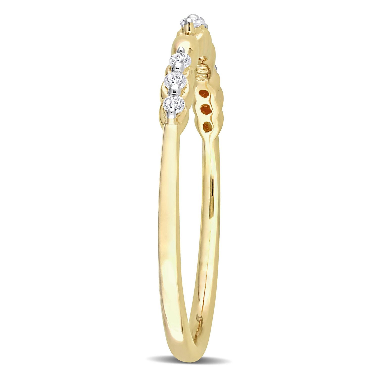 Bague à trois pierres alternée Miabella avec 1/10 Carat PT de diamant en Argent Sterling Plaqué Jaune
