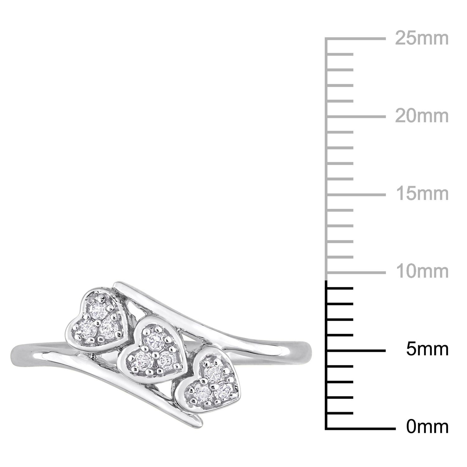 Bague de Promesse à trois coeur Miabella avec 1/10 Carat PT de diamant en Argent Sterling