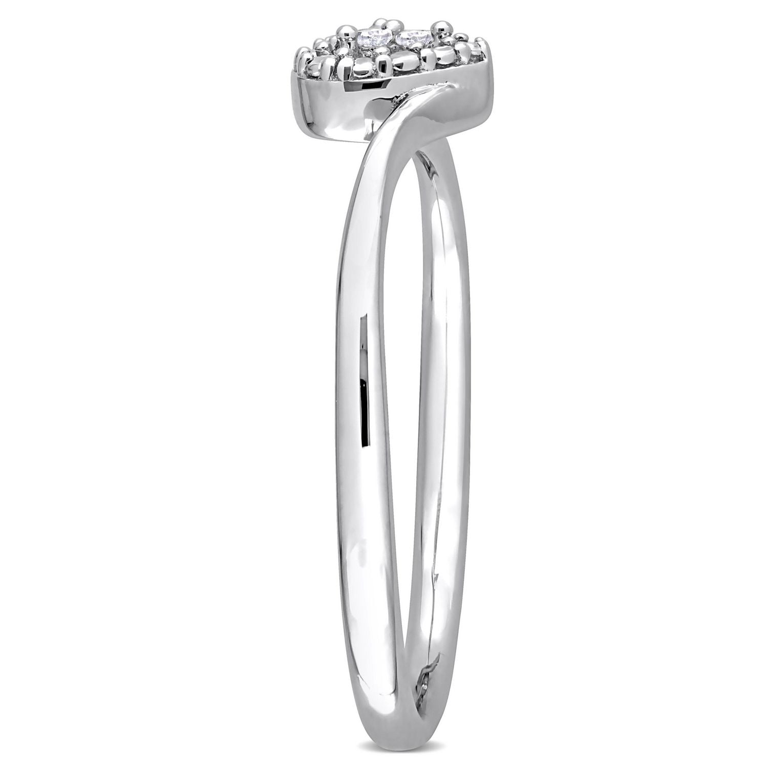 Miabella Diamond Accent Sterling Silver Heart Bypass Promise Ring