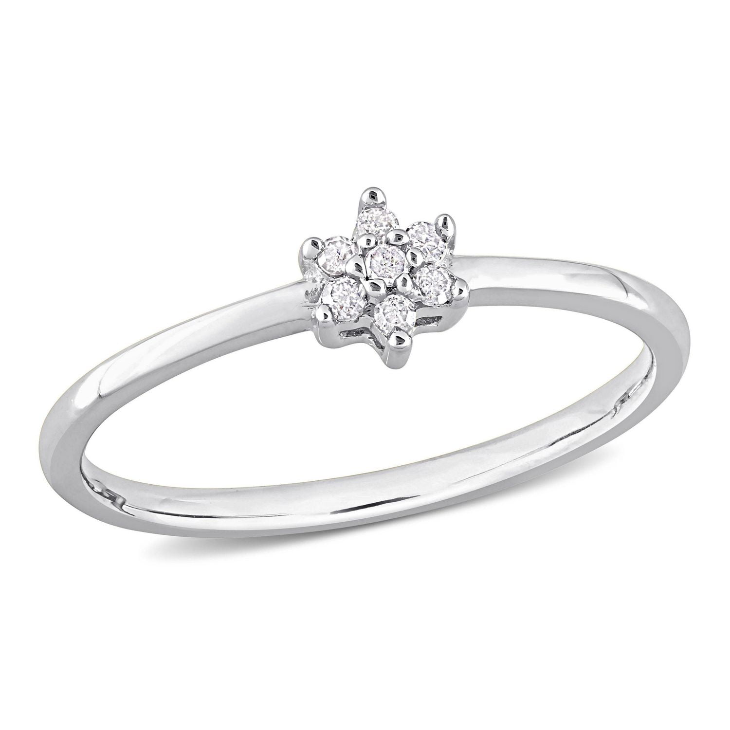 Miabella Diamond Accent Sterling Silver Floral Promise Ring