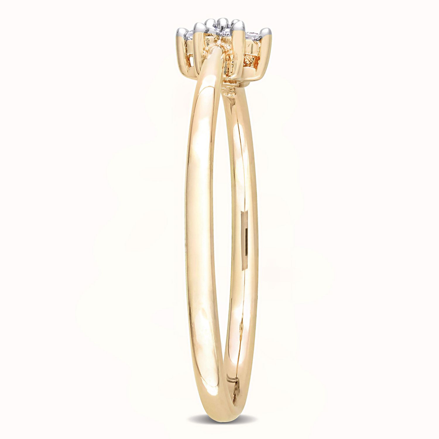 Miabella Diamond Accent Yellow Rhodium Plated Sterling Silver Floral Promise Ring