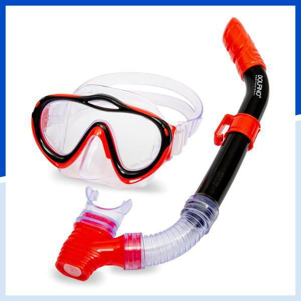 Dolfino Pro Manta Pro Youth Mask and Snorkel Combo - Red / Black ...