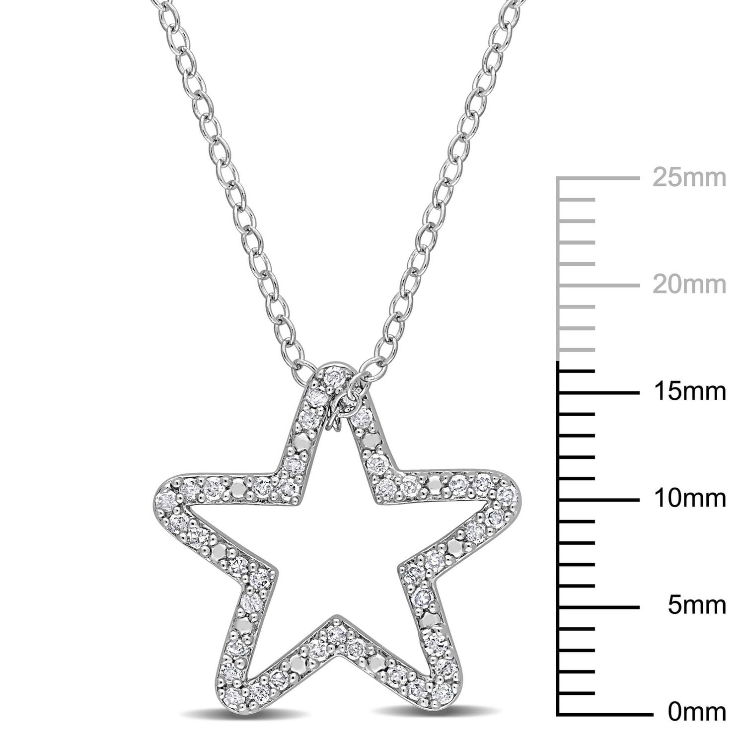 Miabella 1/5 Carat T.W. Diamond Sterling Silver Star Necklace