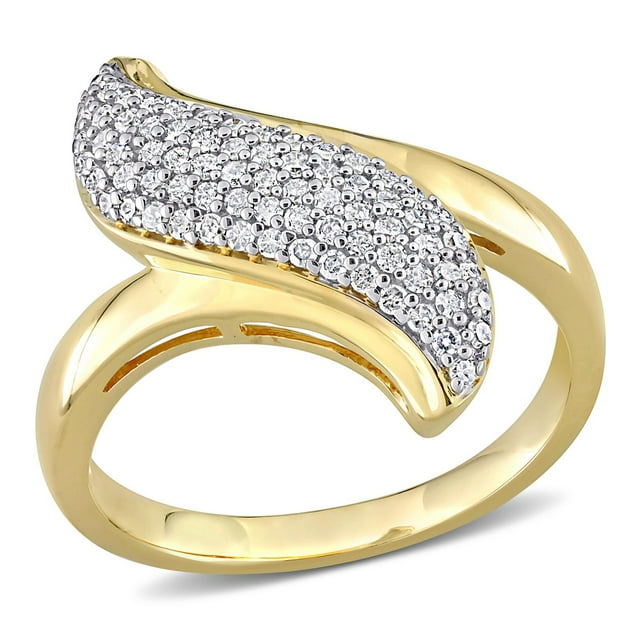 Miabella 3/8 Carat T.W. Diamond Yellow-Plated Sterling Silver Ring ...