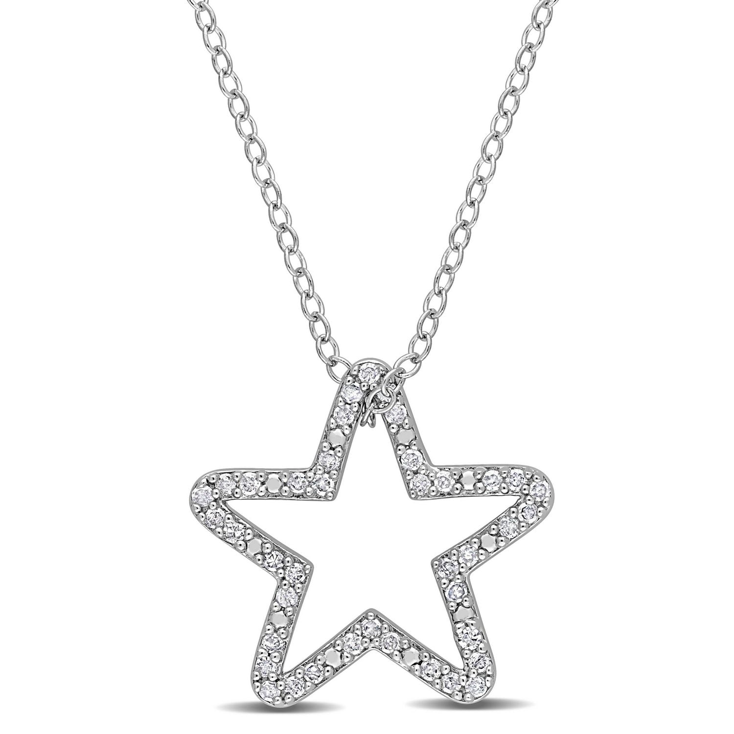 Miabella 1/5 Carat T.W. Diamond Sterling Silver Star Necklace