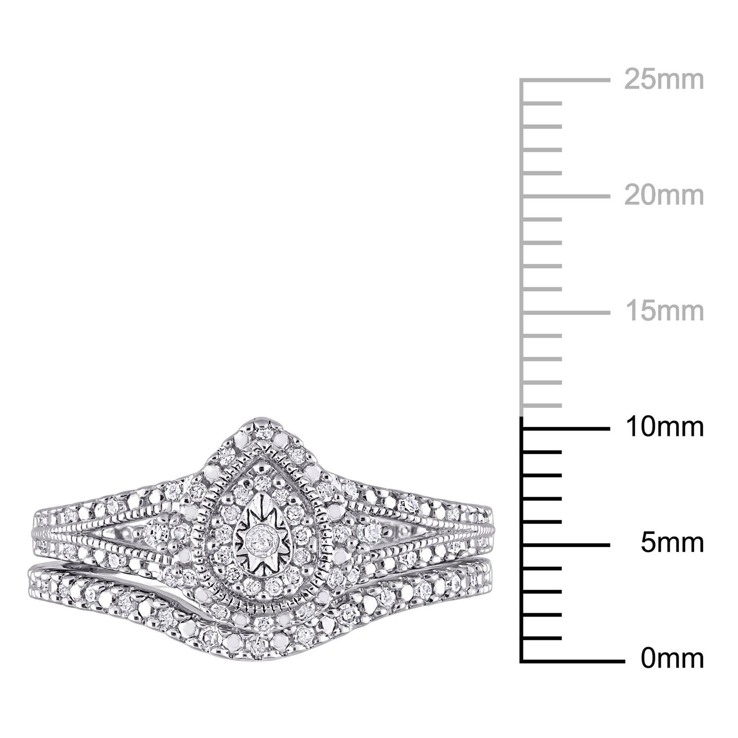 Miabella 1/4 Carat T.W. Diamond Sterling Silver Halo Split-Shank Bridal Set