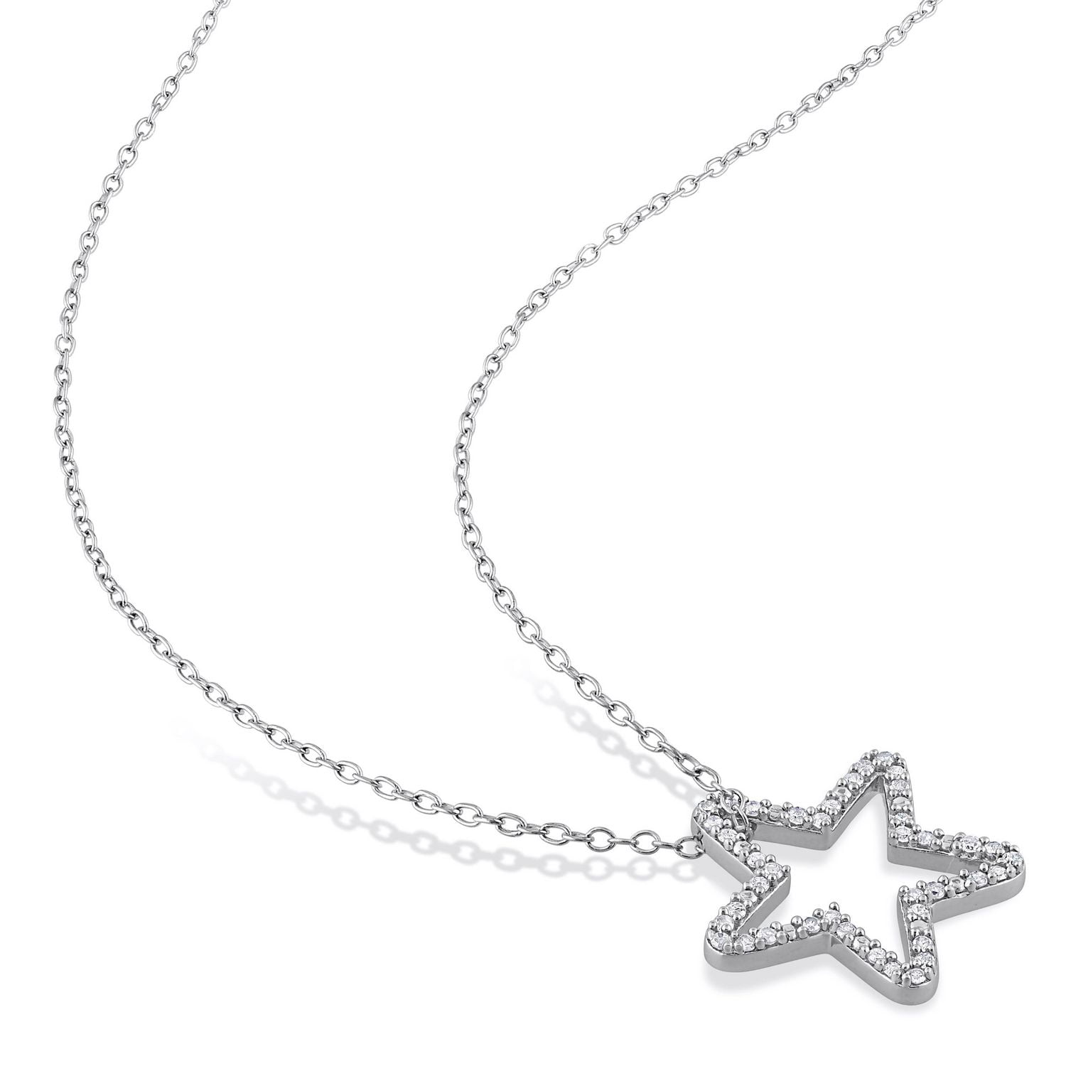 Miabella 1/5 Carat T.W. Diamond Sterling Silver Star Necklace