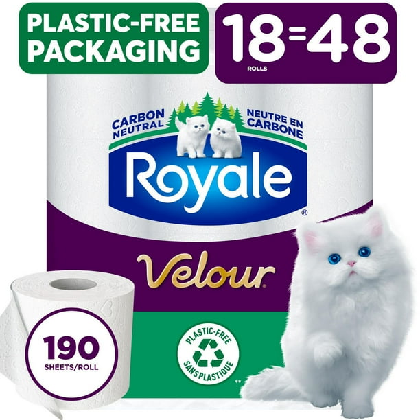 Royale Velour Recyclable Paper Pack, 18 Equal 48 Toilet Paper Rolls