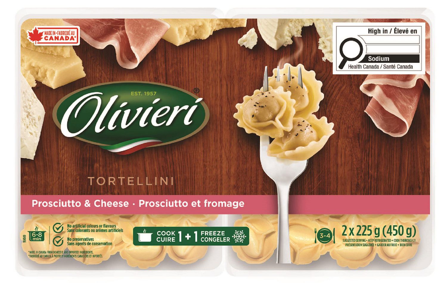 Olivieri Prosciutto with Cheese TortellIni 2x225g