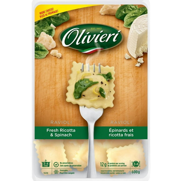 Ravioli aux épinards et ricotta Olivieri Pâtes fraîches, 600 g
