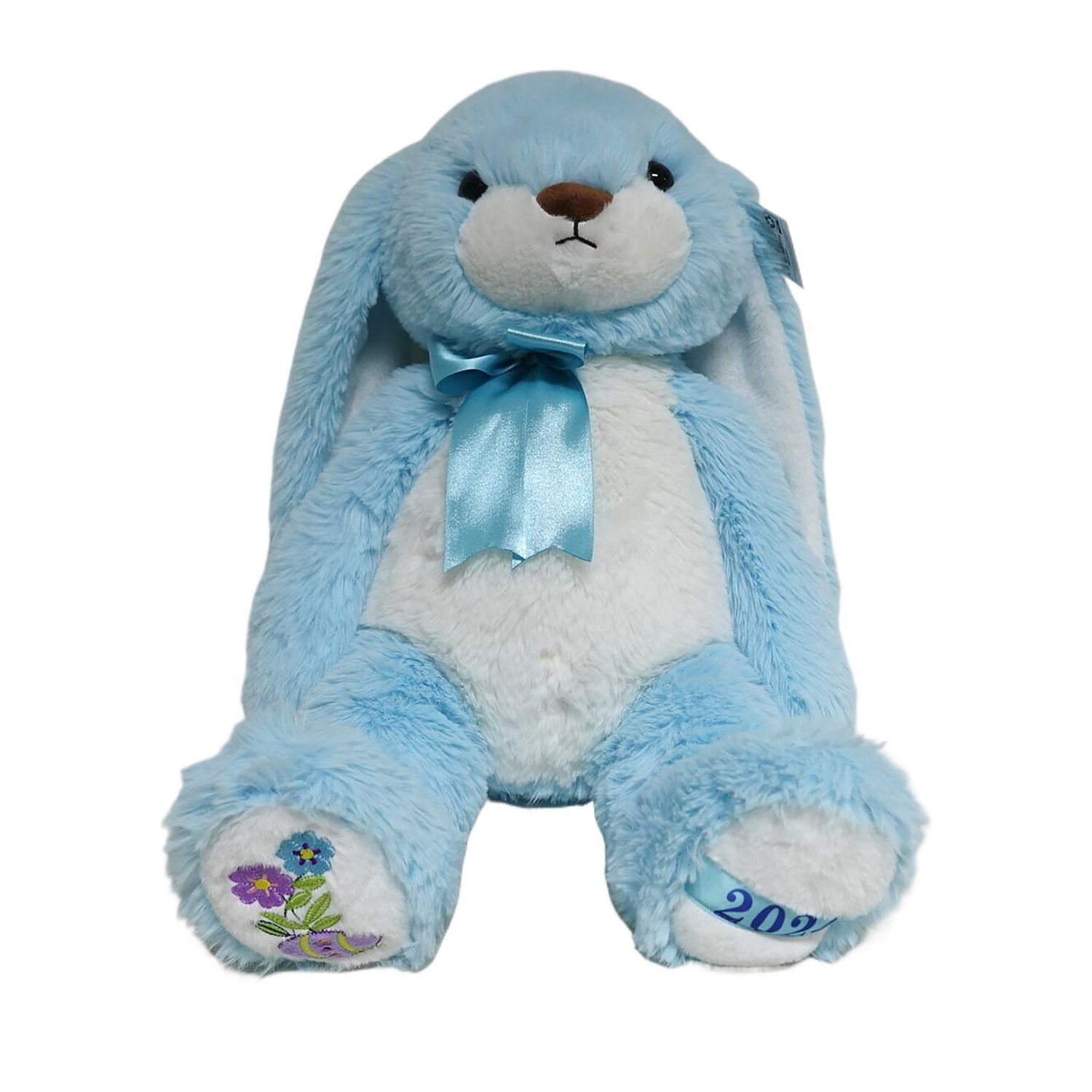 Way to Celebrate Large Plush Bunny With bow blue,20inch, Plush